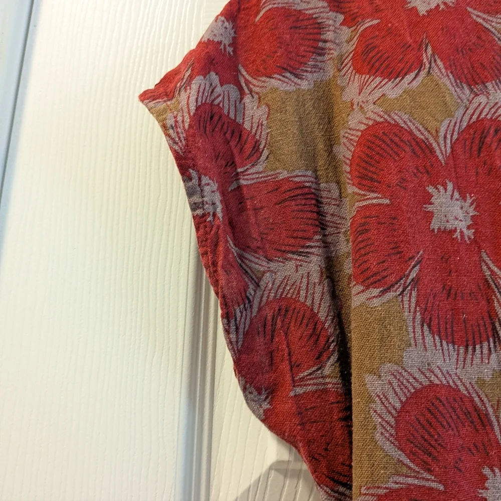 Floral Print Linen Blend Short Sleeve Dress - Picture 5 of 7